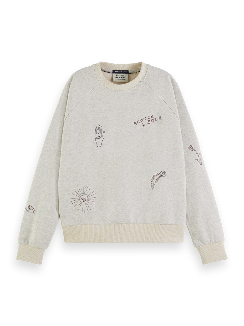 EMBROIDERED RAGLAN RELAXED FIT SWEATSHIRT