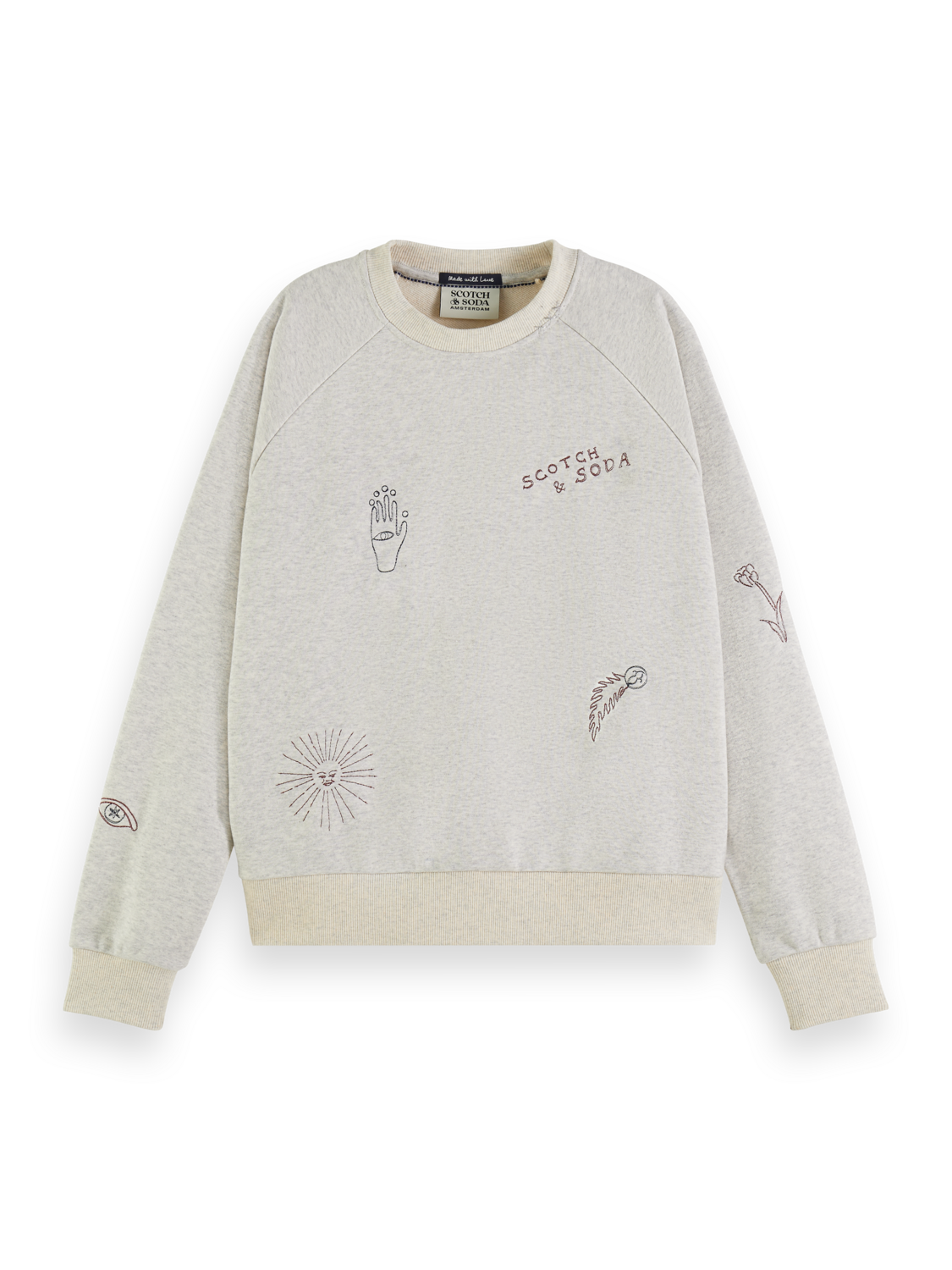 EMBROIDERED RAGLAN RELAXED FIT SWEATSHIRT