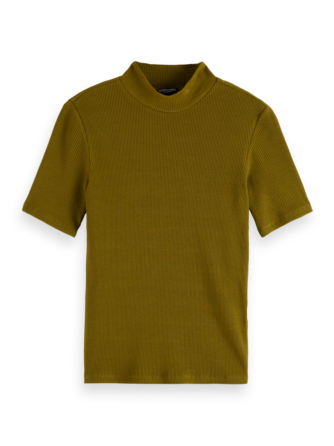 MOCK NECK RIB T-SHIRT