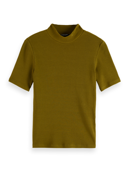 MOCK NECK RIB T-SHIRT