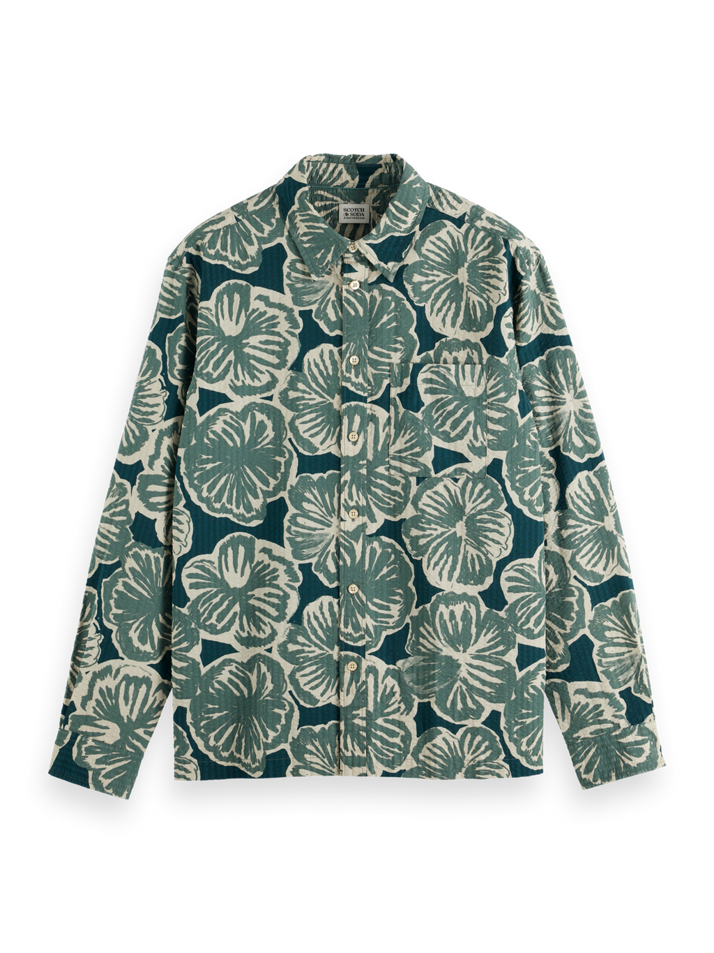 RELAXED FIT SEERSUCKER AOP SHIRT