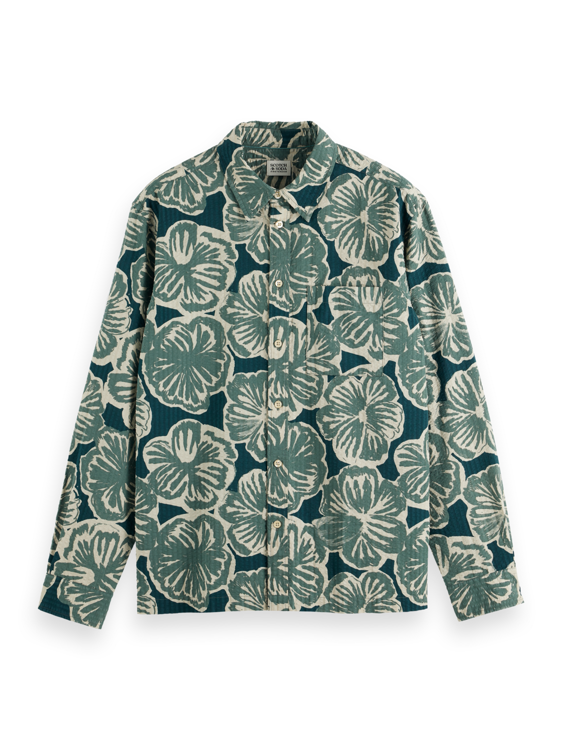 RELAXED FIT SEERSUCKER AOP SHIRT