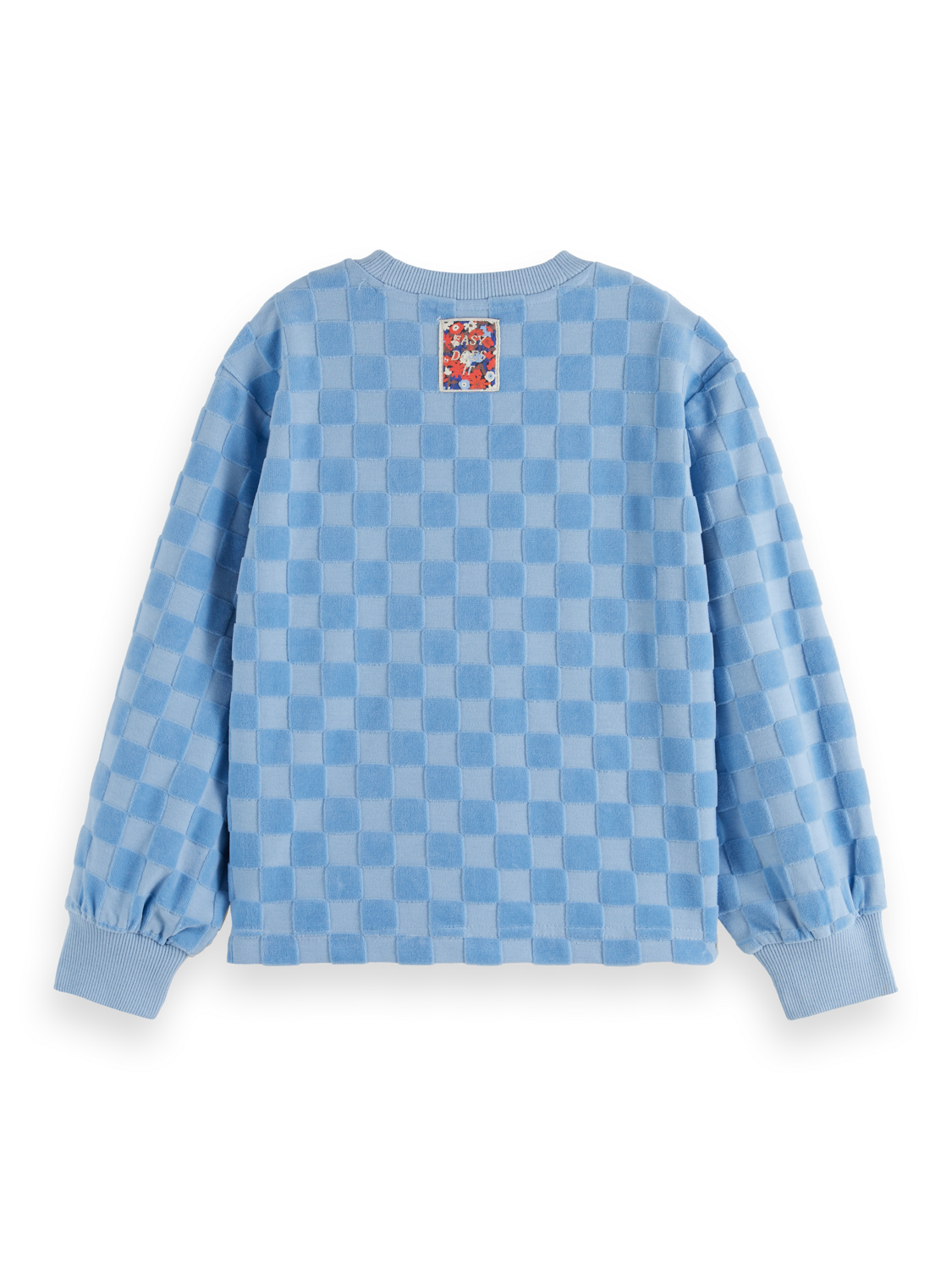 RELAXED-FIT VELOUR CHECKERBOARD CREWNECK