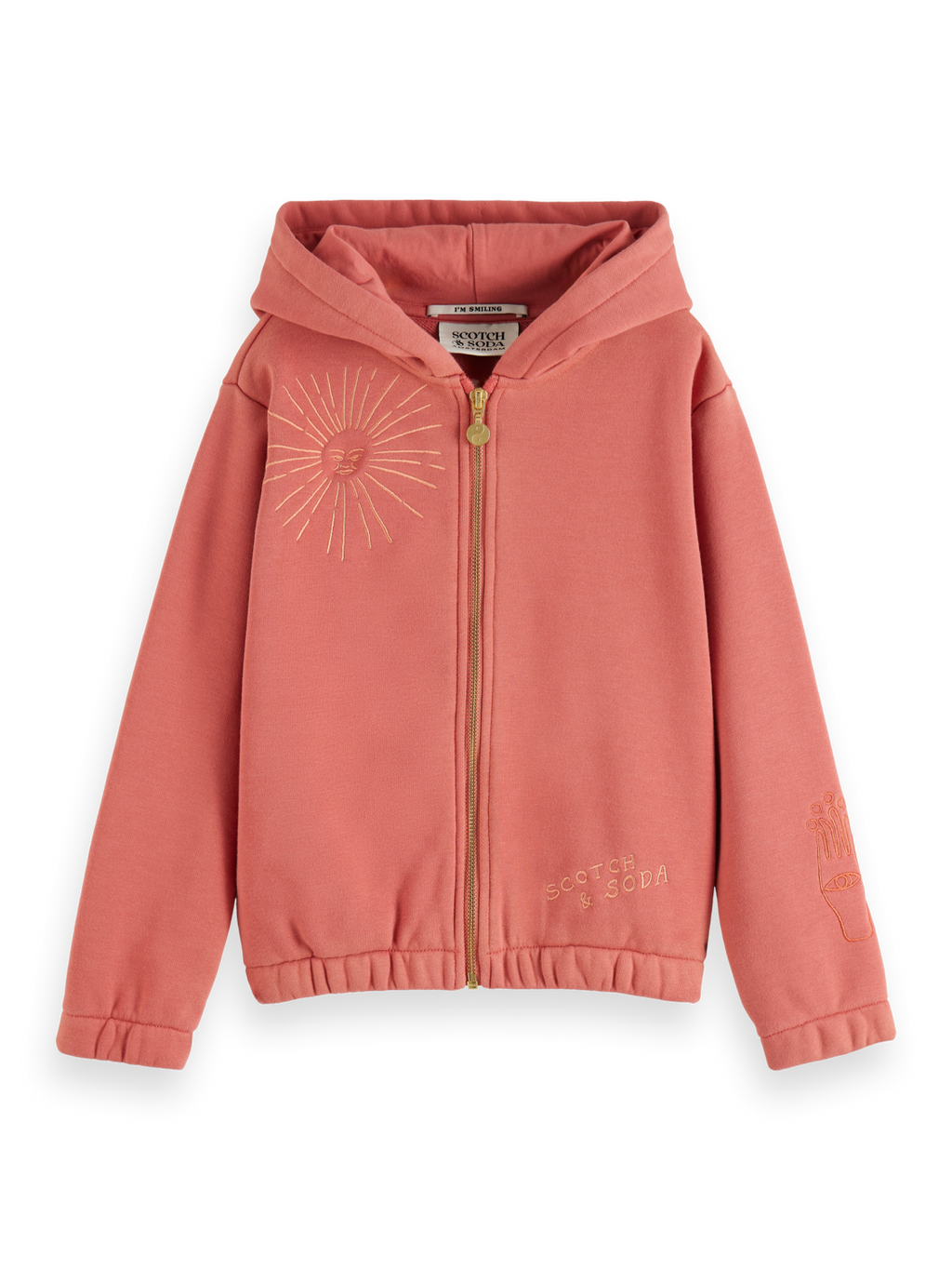 RELAXED-FIT ZIP-THROUGH HOODIE WITH EMBROIDERED ARTWORKS