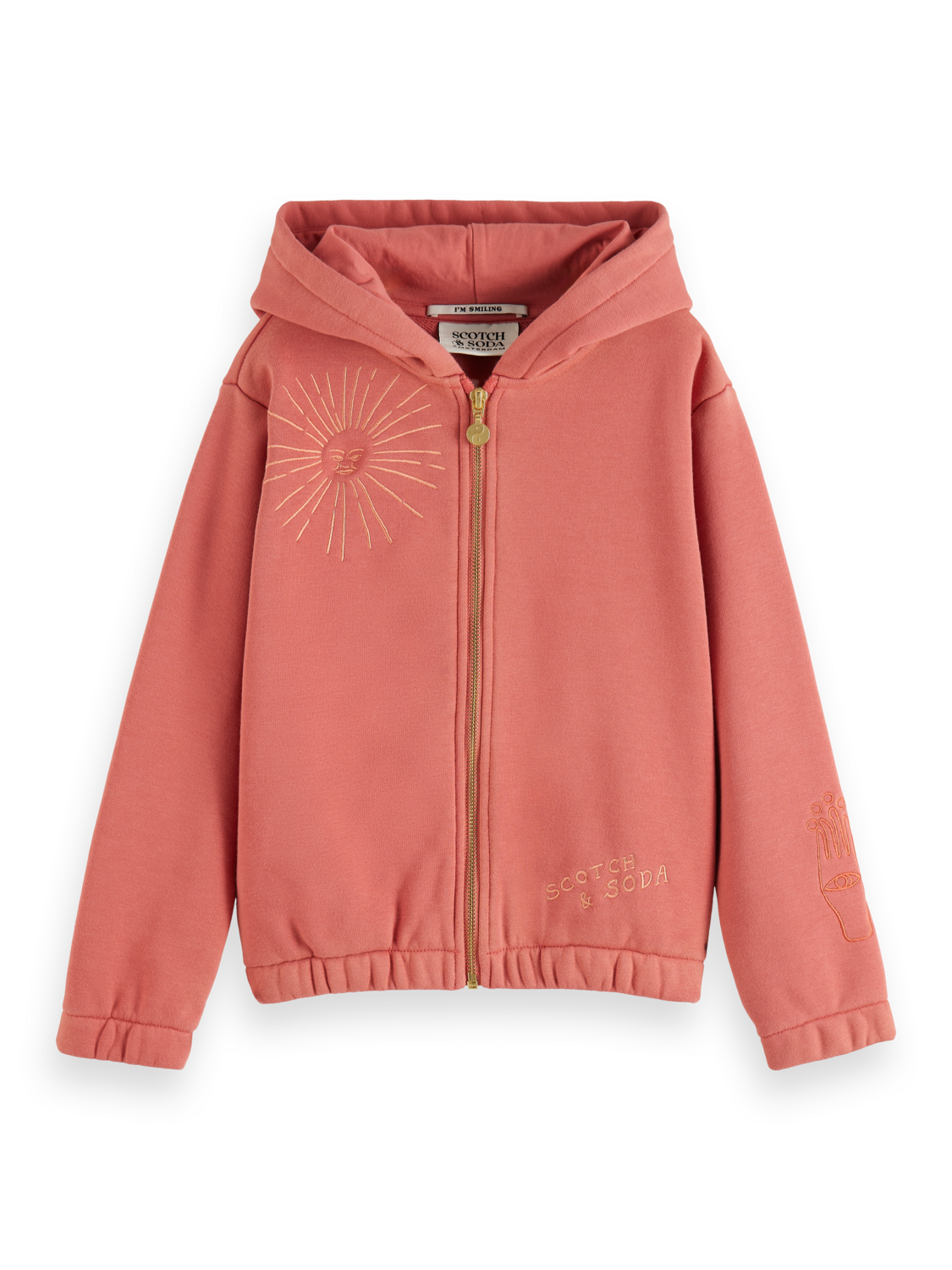 RELAXED-FIT ZIP-THROUGH HOODIE WITH EMBROIDERED ARTWORKS