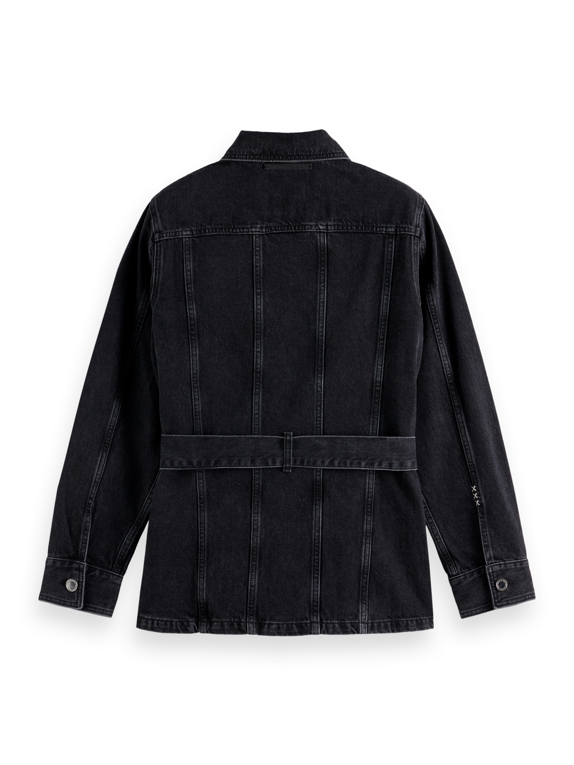 WORKED OUT BLACK CARGO DENIM JACKET  WITH BELT
