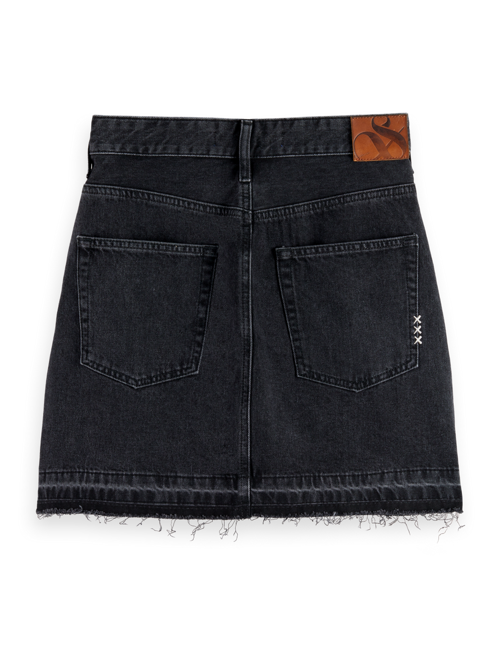 WASHED BLACK DENIM MINI SKIRT WITH CARGO POCKETS