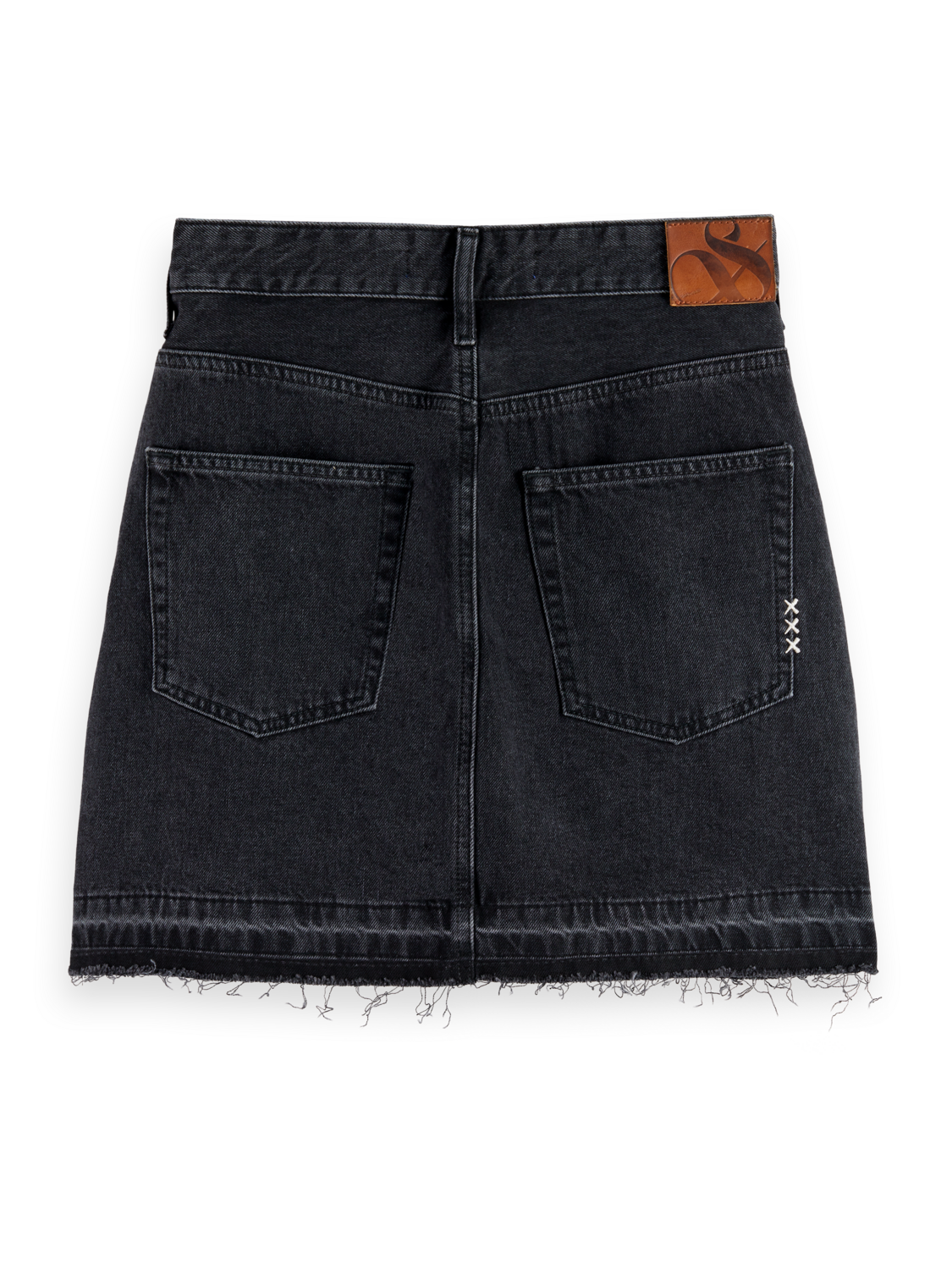 WASHED BLACK DENIM MINI SKIRT WITH CARGO POCKETS
