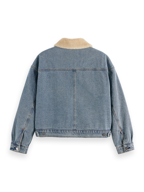 WASHED DENIM JACKET WITH SHERPA DETAILS