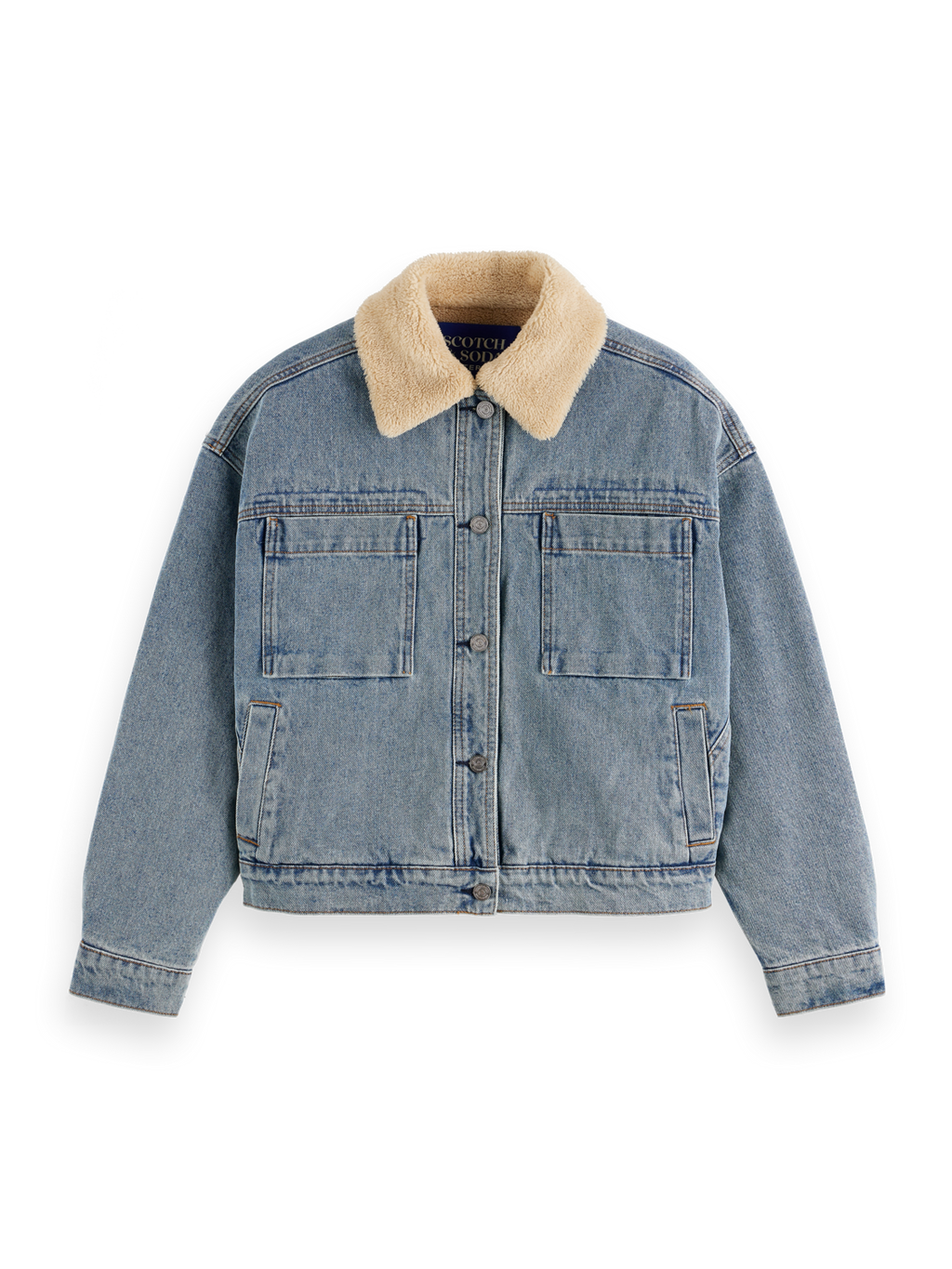 WASHED DENIM JACKET WITH SHERPA DETAILS