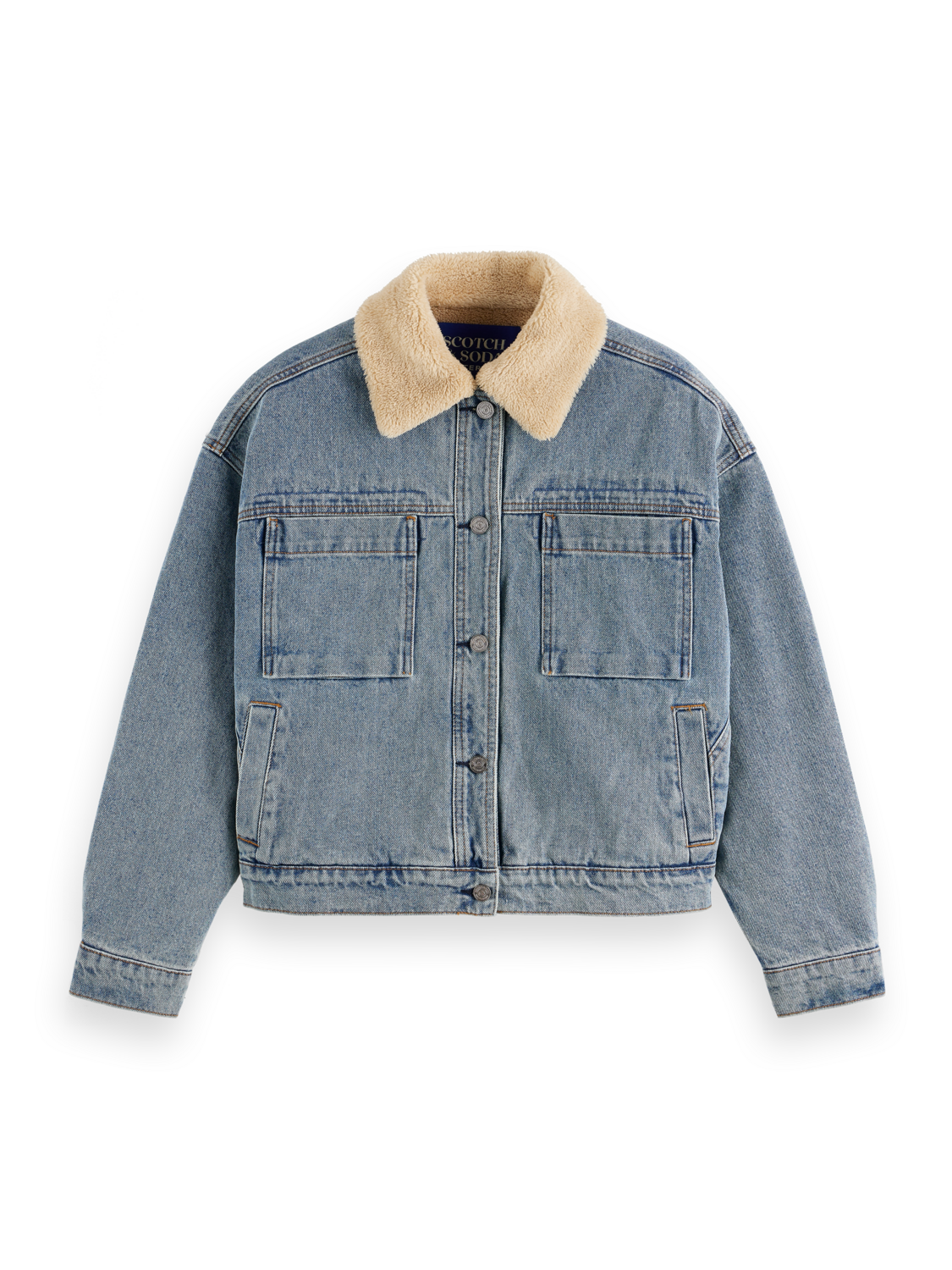 WASHED DENIM JACKET WITH SHERPA DETAILS