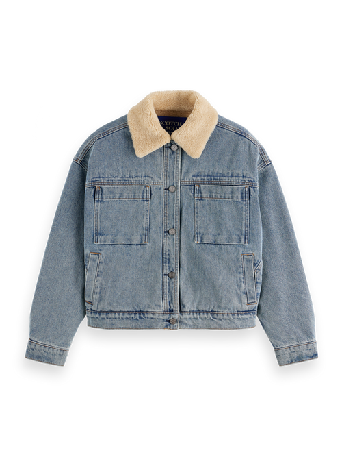 WASHED DENIM JACKET WITH SHERPA DETAILS