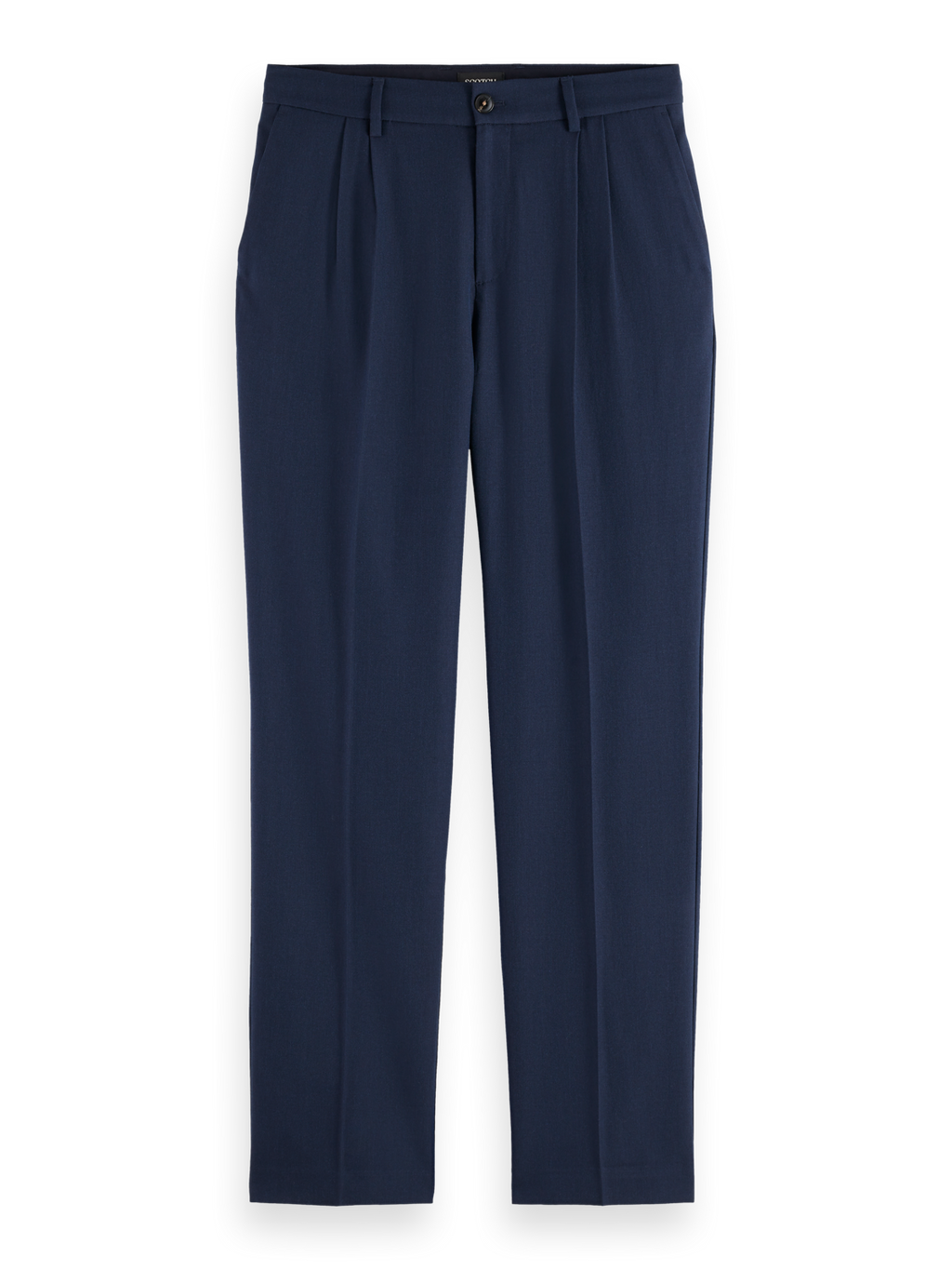 RELAXED STRAIGHT FIT PLEATED WOOL BLEND CHINO