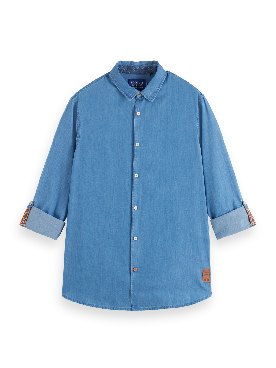 SMART INDIGO LIGHTWEIGHT DENIM SHIRT WITH SLEEVE ADJUSTERS