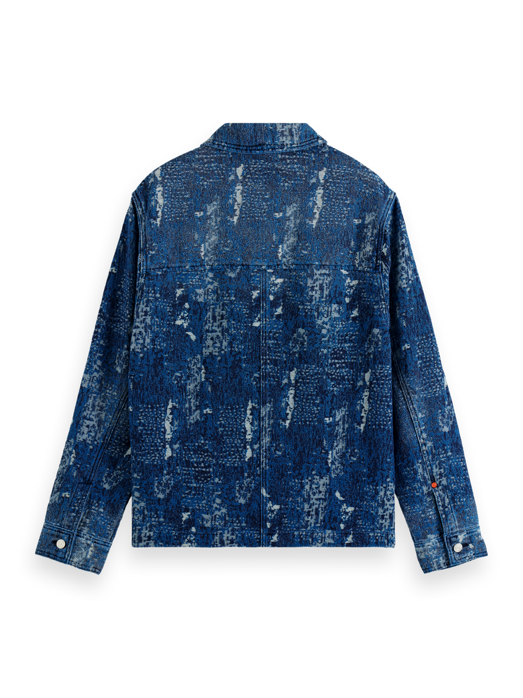 INDIGO JACQUARD DENIM WORKWEAR JACKET WITH WASH EFFECTS