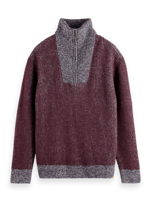 ZIP TROYER ALPACA WOOL BLEND SWEATER