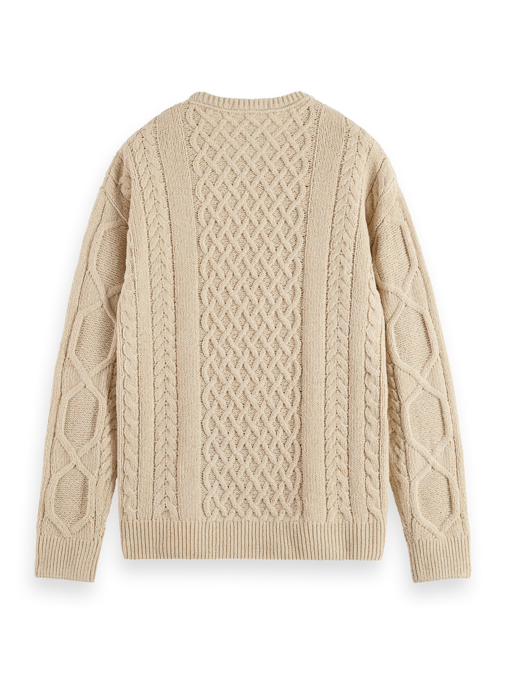 ROUND NECK EXTRA DROPPED SHOULDER CHENILLE CABLE SWEATER