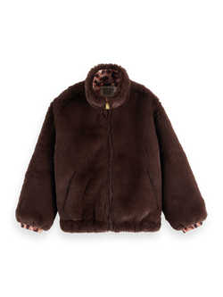 REVERSIBLE FAUX FUR ZIP-THROUGH JACKET