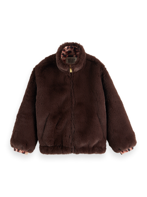 REVERSIBLE FAUX FUR ZIP-THROUGH JACKET