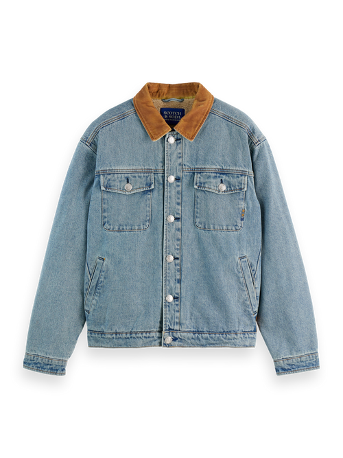 CORD COLLAR INDIGO TEDDY JACKET