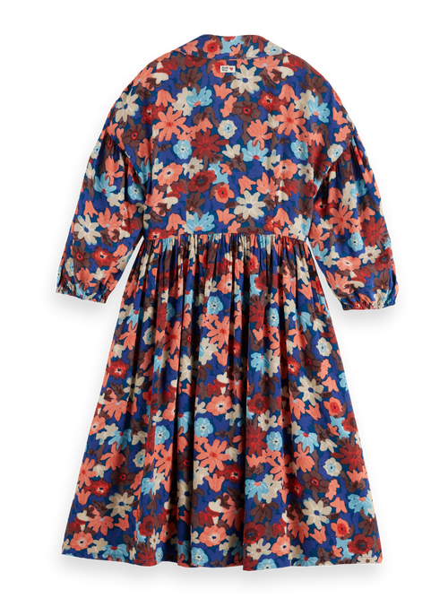 PRINTED VISCOSE MIDI DRESS