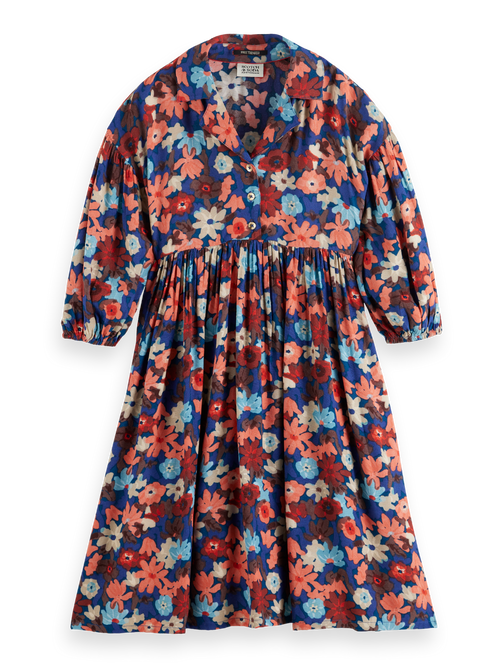 PRINTED VISCOSE MIDI DRESS