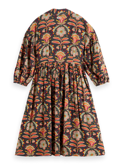 PRINTED VISCOSE MIDI DRESS