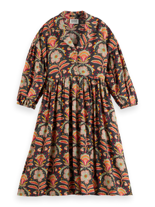 PRINTED VISCOSE MIDI DRESS