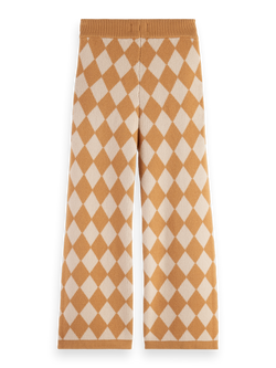 TONAL CHECKERBOARD KNITTED STRAIGHT LEG PANT