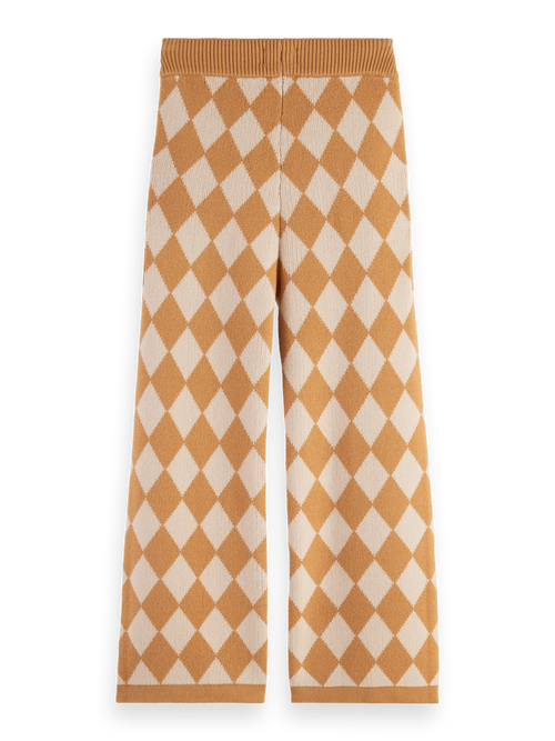 TONAL CHECKERBOARD KNITTED STRAIGHT LEG PANT