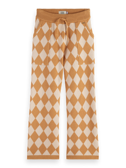 TONAL CHECKERBOARD KNITTED STRAIGHT LEG PANT