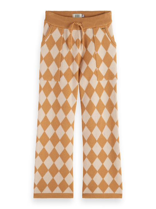 TONAL CHECKERBOARD KNITTED STRAIGHT LEG PANT