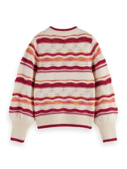 FLUFFY MULTI-STRIPE PULLOVER