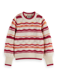 FLUFFY MULTI-STRIPE PULLOVER