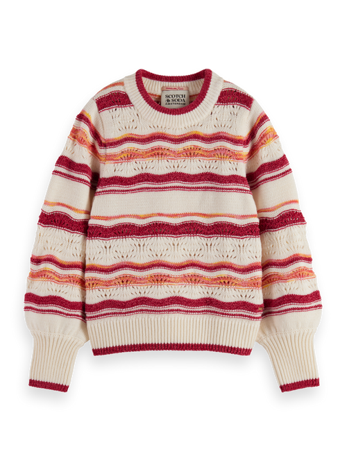 FLUFFY MULTI-STRIPE PULLOVER