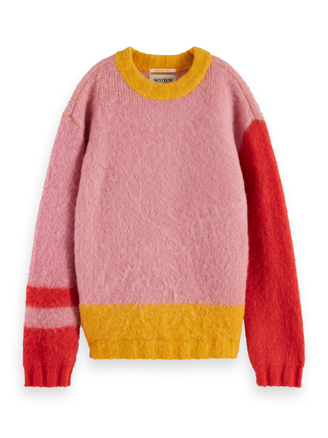 FLUFFY COLOUR BLOCK PULLOVER