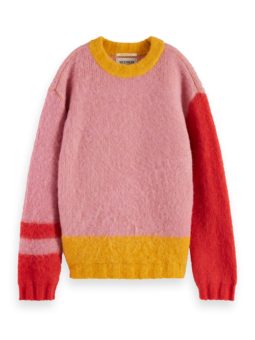 FLUFFY COLOUR BLOCK PULLOVER