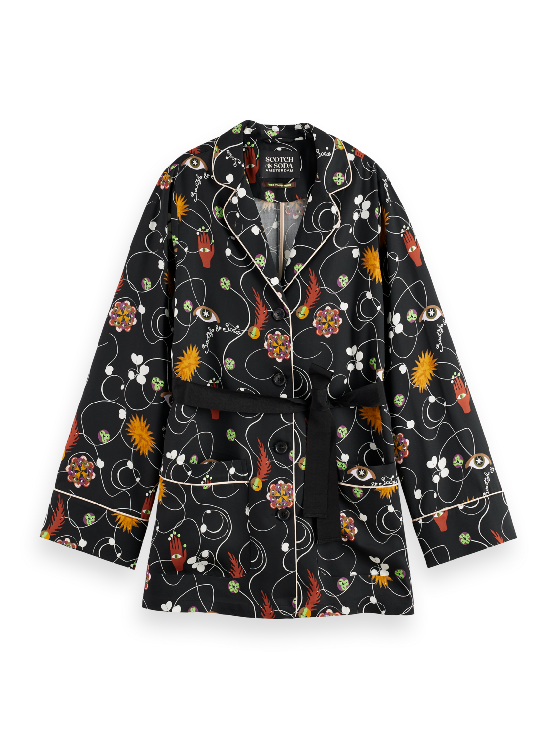 FREE MIND PRINTED PYJAMA BLAZER
