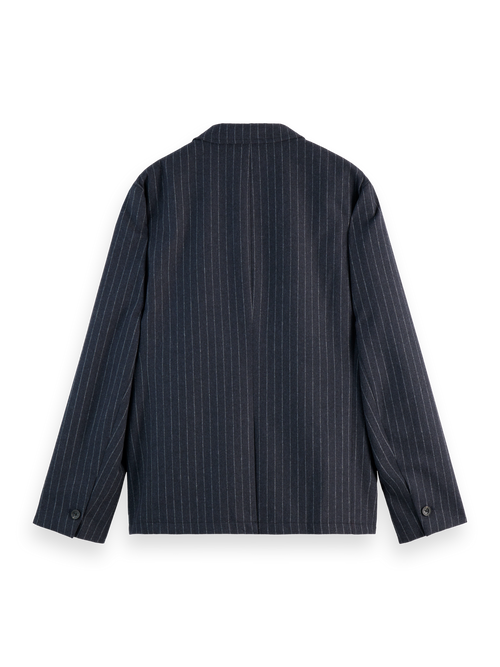 RELAXED 3-BUTTON WOOL-BLEND PINSTRIPE BLAZER