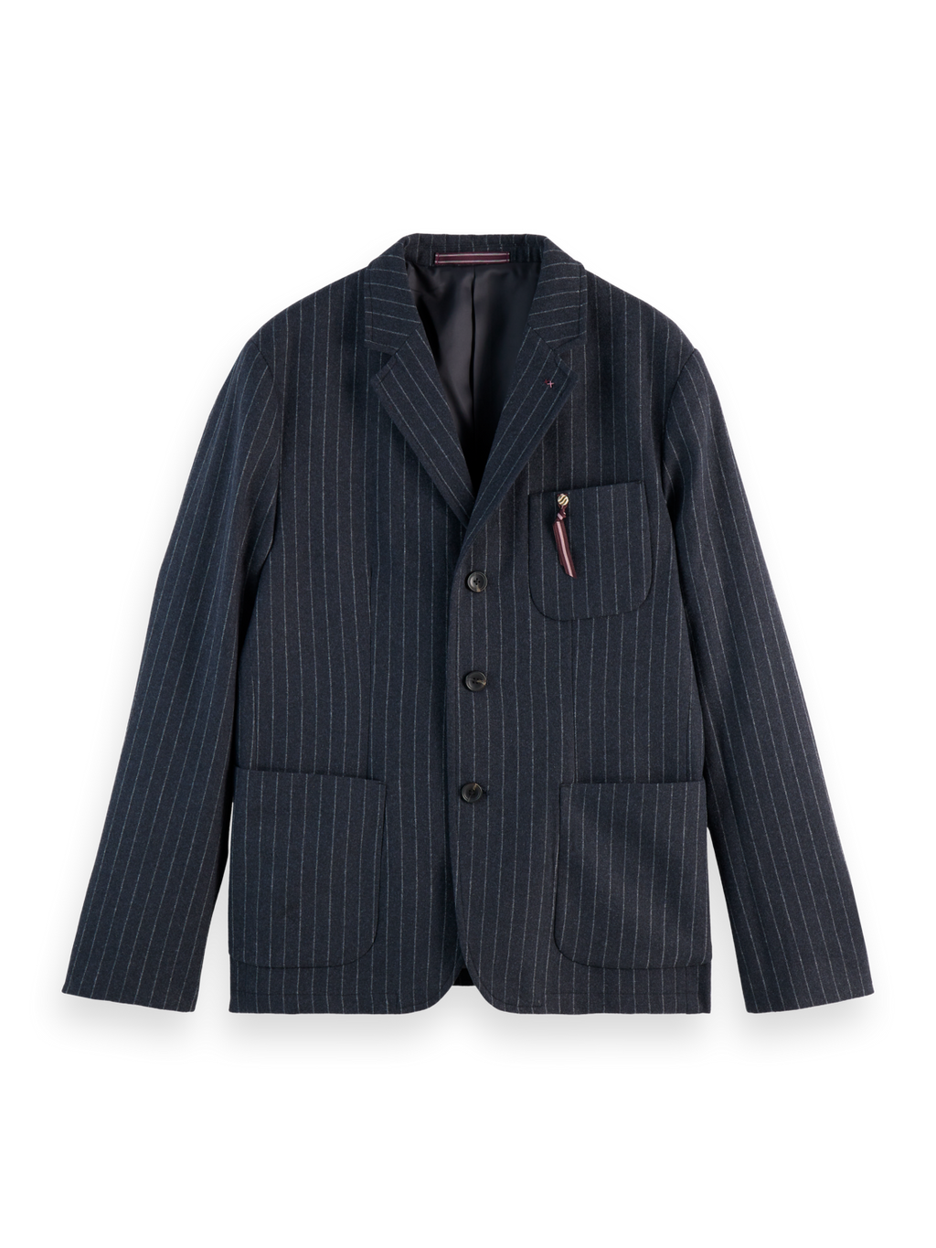 RELAXED 3-BUTTON WOOL-BLEND PINSTRIPE BLAZER