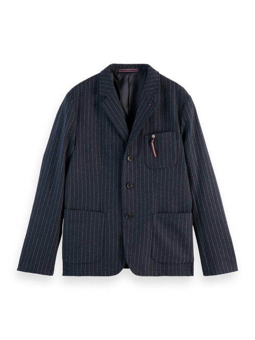 RELAXED 3-BUTTON WOOL-BLEND PINSTRIPE BLAZER