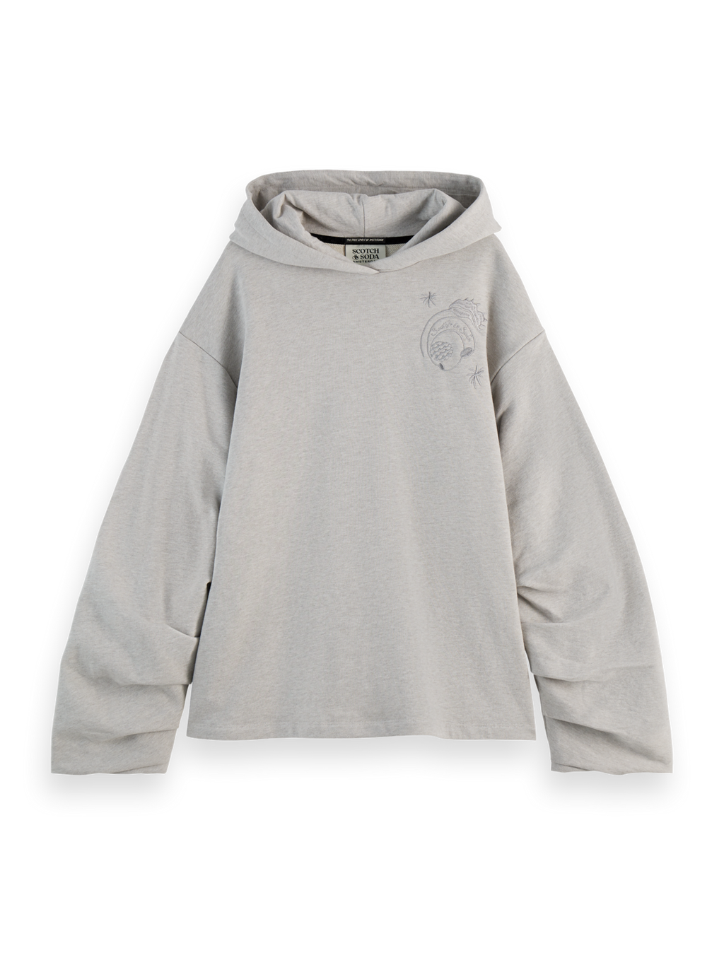GATHERED SLEEVE OVERSIZED FIT HOODIE