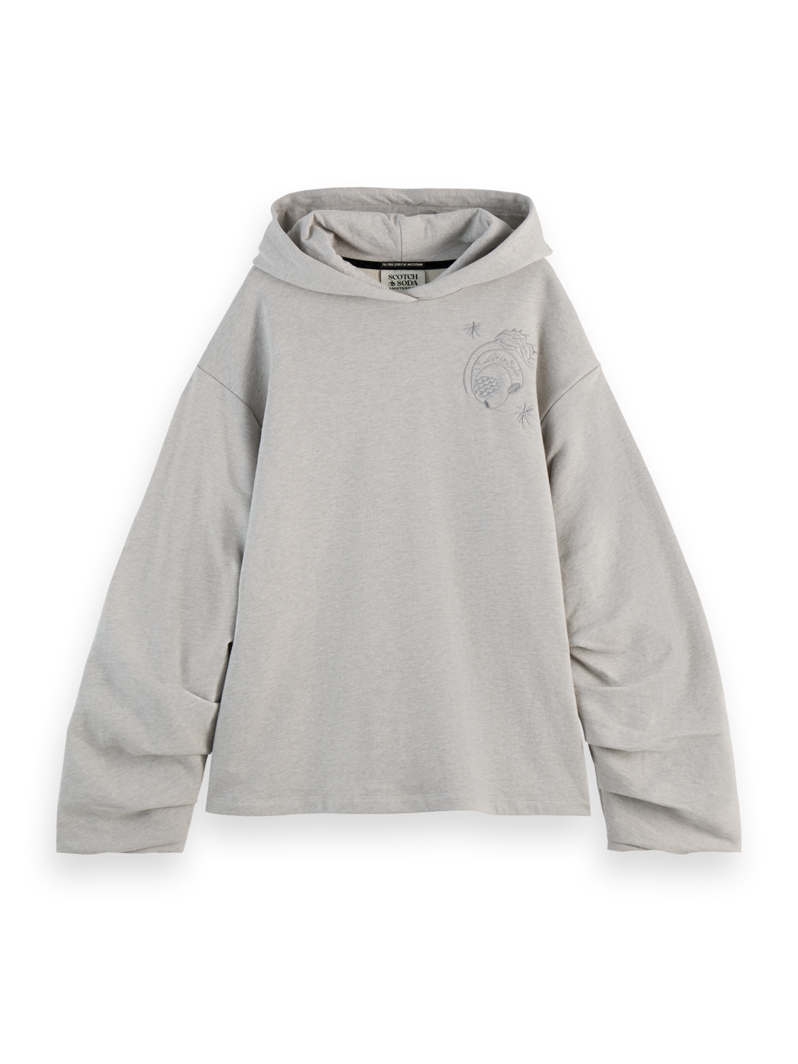 GATHERED SLEEVE OVERSIZED FIT HOODIE
