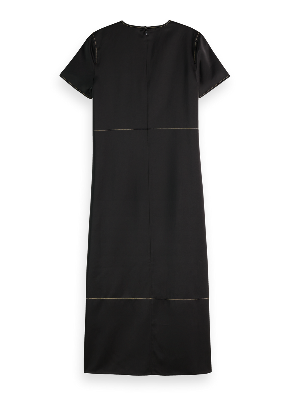 CONTRAST STITCHING SATIN DRESS