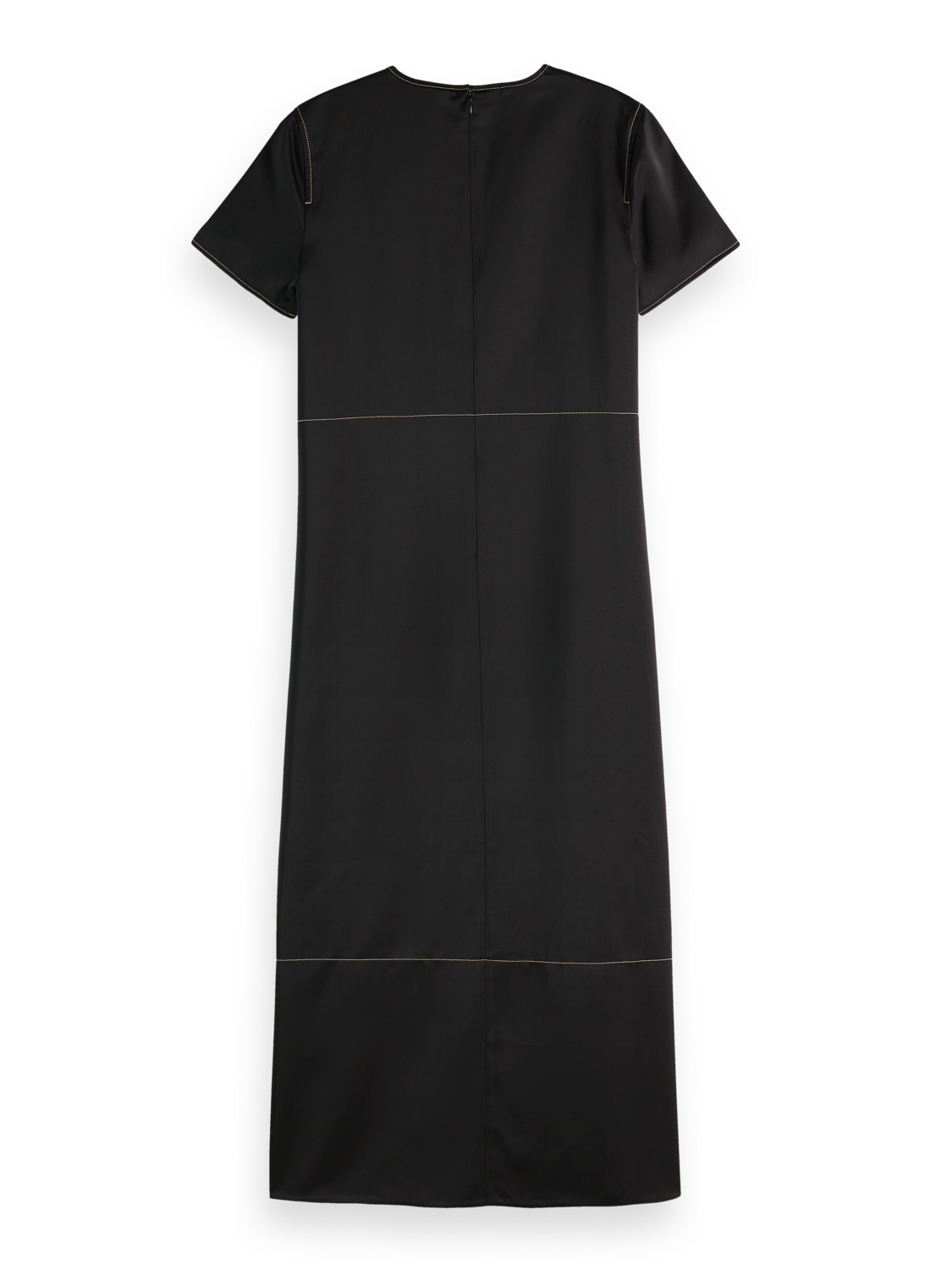CONTRAST STITCHING SATIN DRESS