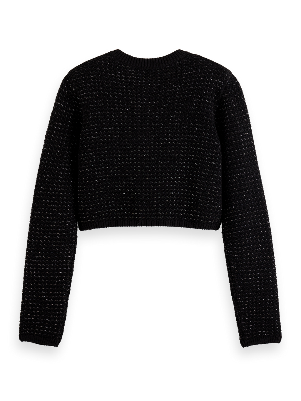 METALLIC TWEED STITCH CROPPED CARDIGAN