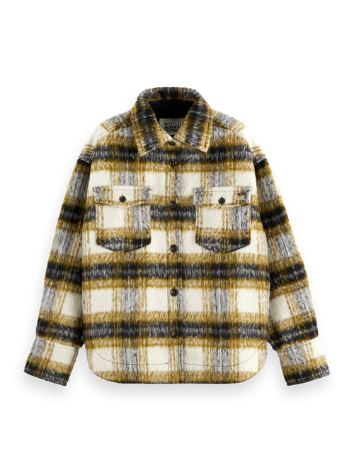 BRUSHED CHECK WOOL MIX SHIRT JACKET