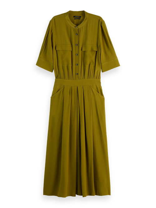 CREPE MIDI DRESS WITH CHEST POCKETS