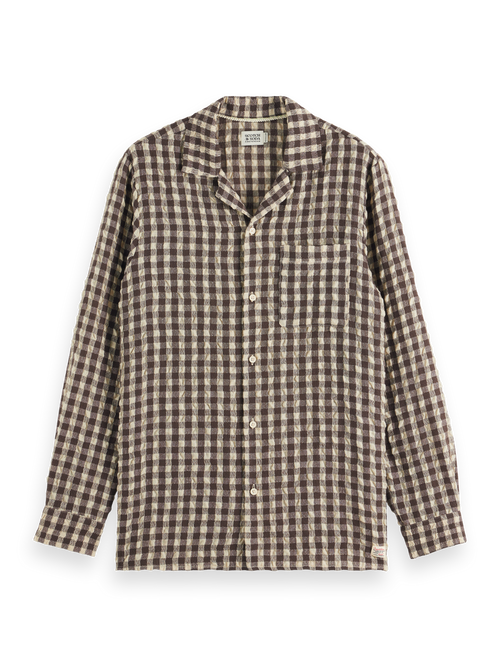 SEERSUCKER WOOL BLEND CHECK SHIRT