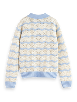 STRIPE BOXY PULLOVER WITH COLLAR